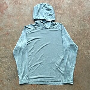 Kuhl Engineered Mens Sun Hoodie XL Blue Heathered Grid Texture Hiking Shirt